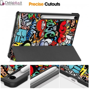 Dirbtinės odos atverčiamas dėklas - Grafiti (Samsung Galaxy Tab S10 Fe Plus)